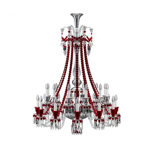 JR2037 ZENITH CLEAR AND RED CHANDELIER